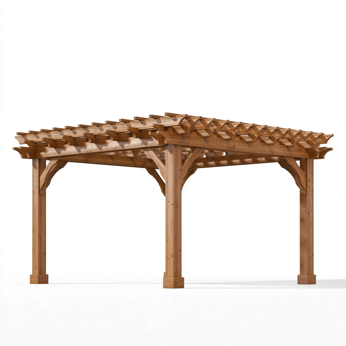 Pergola de jardin 400 x 300 x 250 cm en bois naturel avec toit ajouré