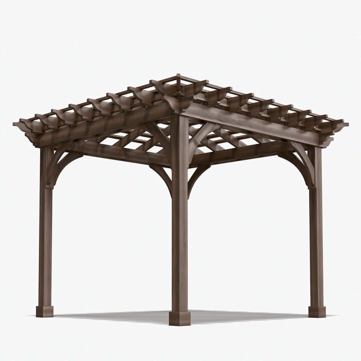 Pergola de jardin 300 x 300 x 250 cm en bois marron - structure ajourée décorative
