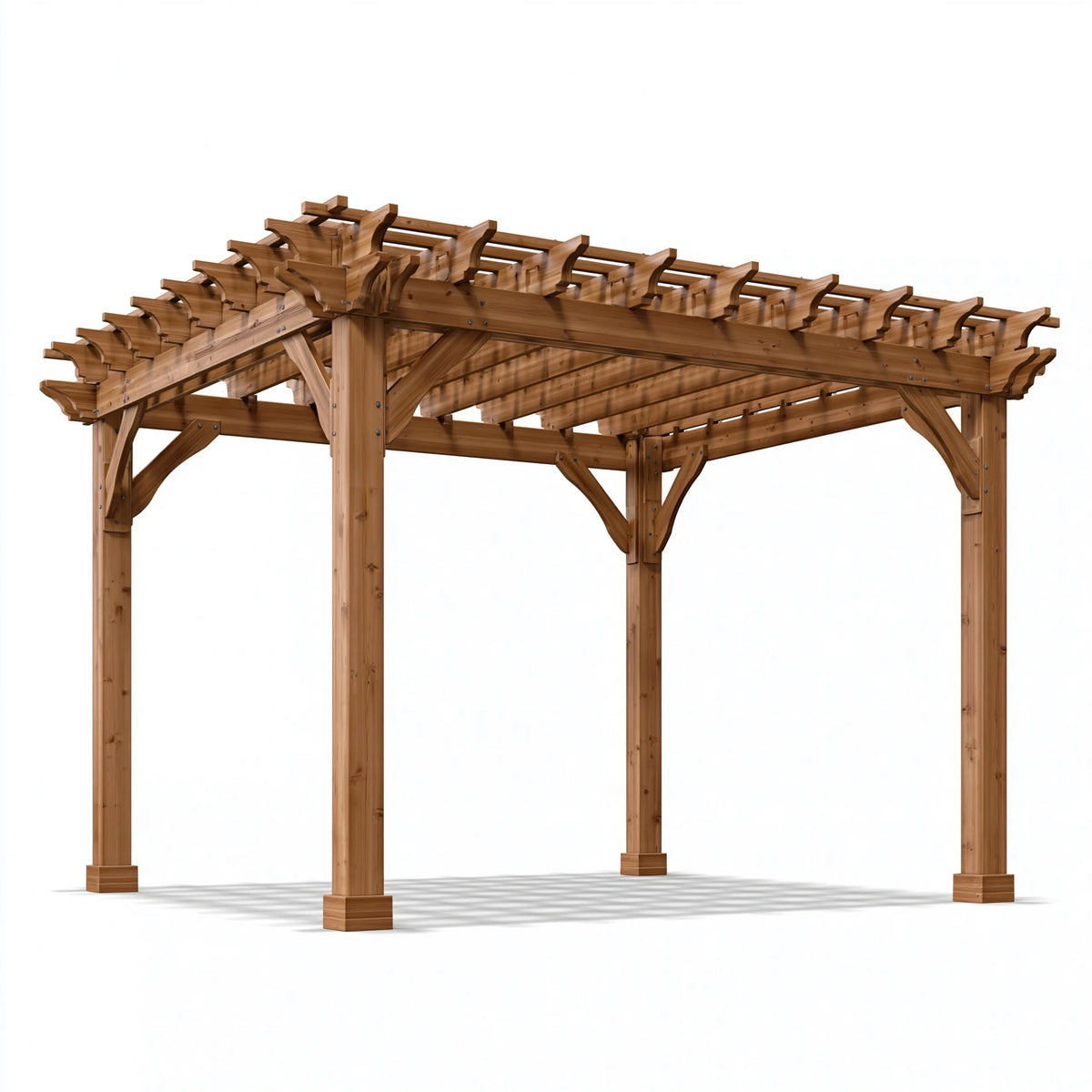 Pergola de jardin 400 x 300 x 250 cm en bois naturel à toit ajouré
