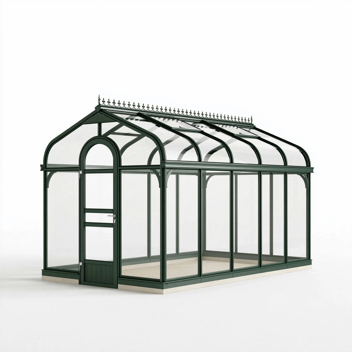 Serre de jardin 400 x 300 x 280 cm en métal et verre vert style victorien