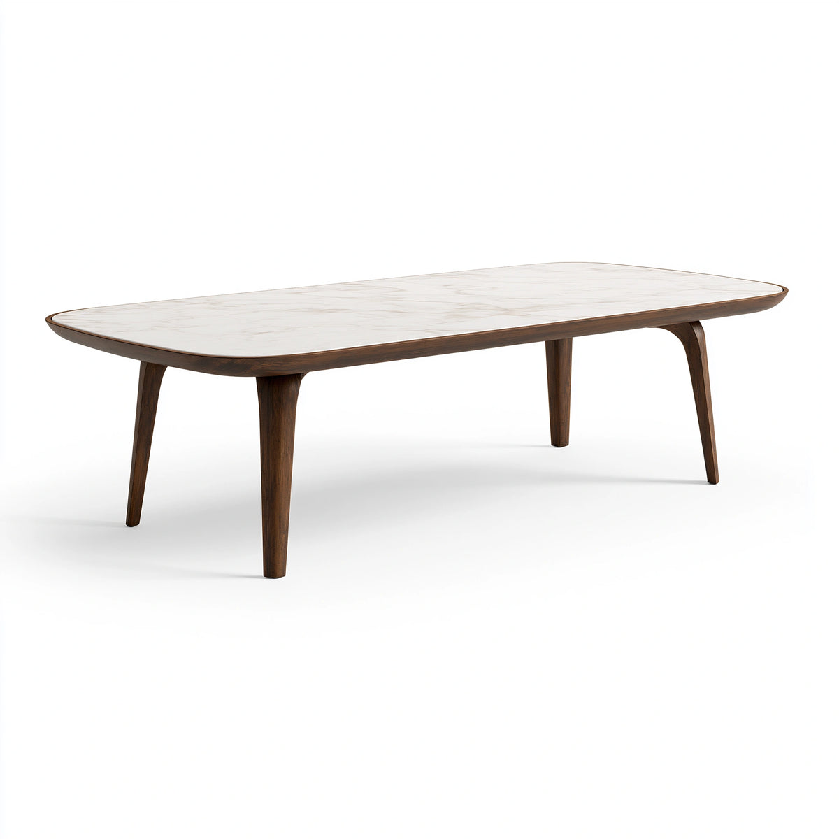 Table de salle à manger 200 x 100 x 75 cm plateau effet marbre blanc et bois brun style contemporain