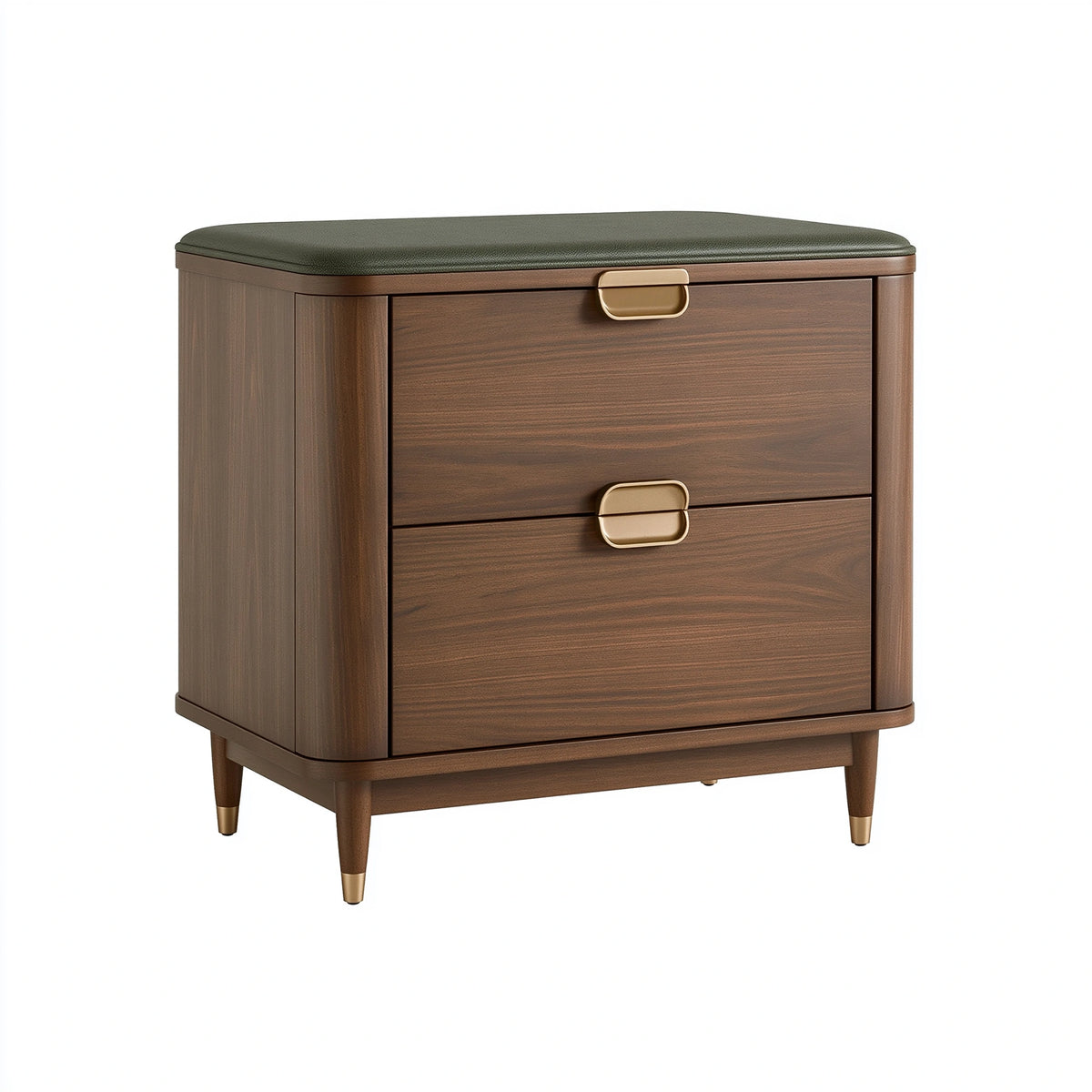 Table de chevet 60 x 42 x 58 cm en bois marron avec dessus rembourré vert style contemporain