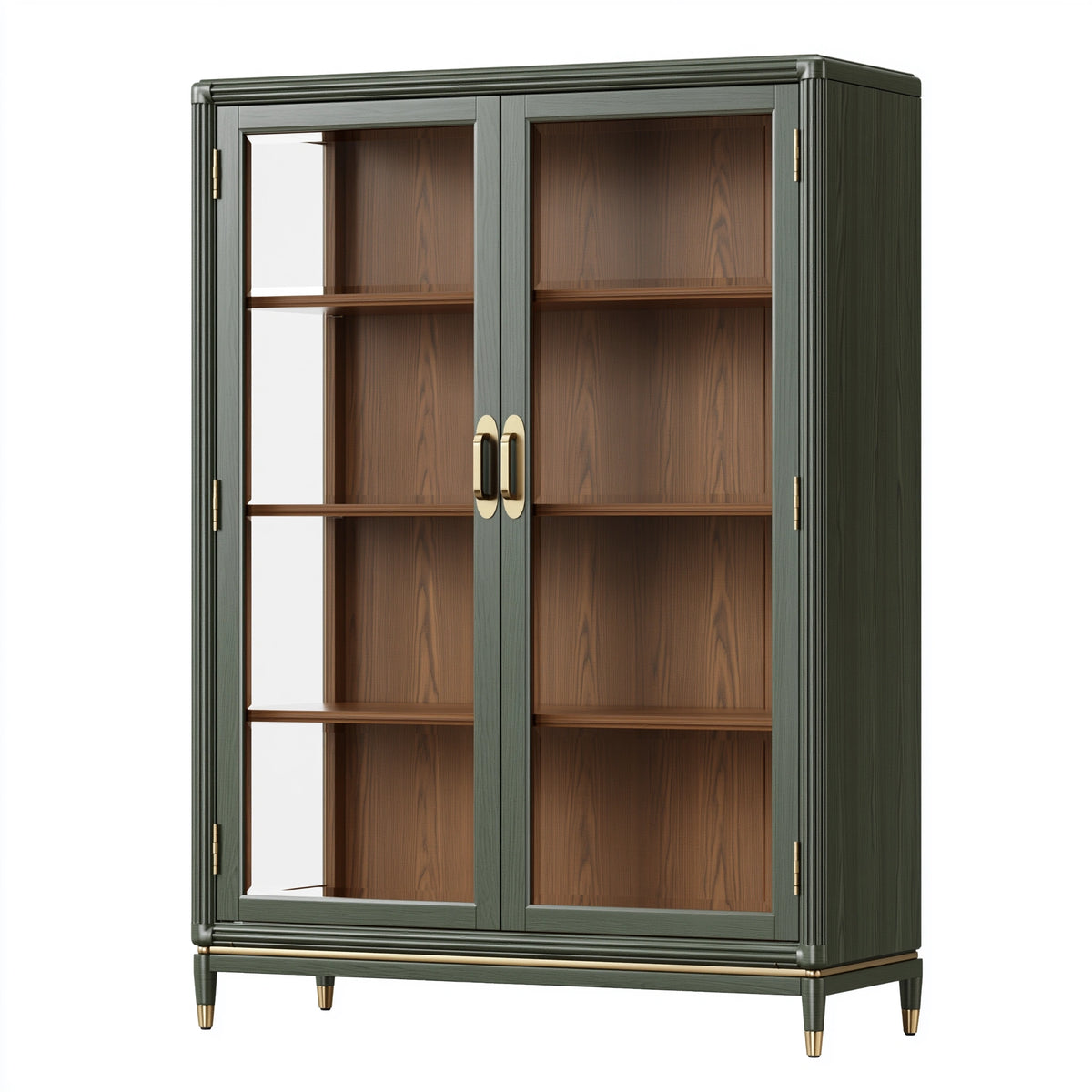 Armoire vitrine 100 x 45 x 190 cm en bois gris foncé et brun avec portes vitrées style classique